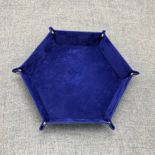 Foldable Storage Tray Hexagon PU Leather Velvet Cloth Dice Tray - Combat Miniatures