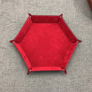 Foldable Storage Tray Hexagon PU Leather Velvet Cloth Dice Tray - Combat Miniatures