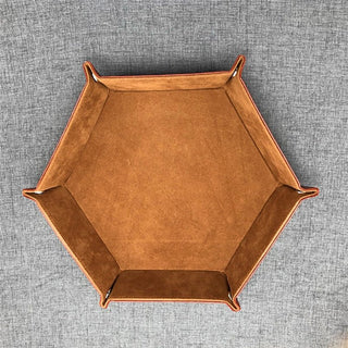 Foldable Storage Tray Hexagon PU Leather Velvet Cloth Dice Tray - Combat Miniatures