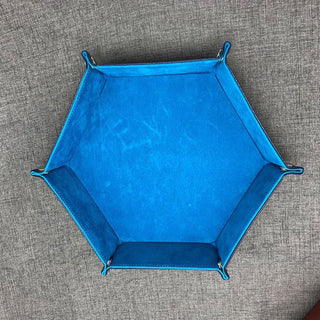 Foldable Storage Tray Hexagon PU Leather Velvet Cloth Dice Tray - Combat Miniatures