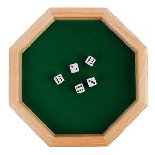 Heavy Duty 12 Inch Octagonal Wooden Dice Tray with Felt Lined Rolling Surface - Combat Miniatures