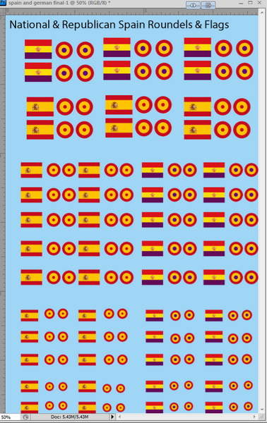 1/285 Spanish Civil War Flags and Roundels Water Slide Decals