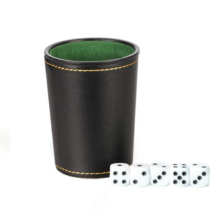 Leather PU Trumpet Flannel Dice Cup With 6 Dices - Combat Miniatures