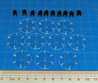 Litko Heavy Duty Flight Stand Dials 1 - 6 w/ Pointers (x5) - Combat Miniatures