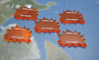 Star Burst Damage Marker with Print Damaged (x5) - Combat Miniatures