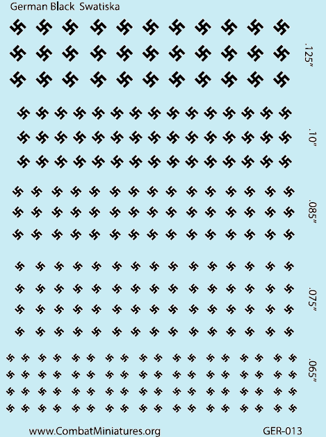 1/300-1/600 WW2 German Black Swastika Water Slide Decals