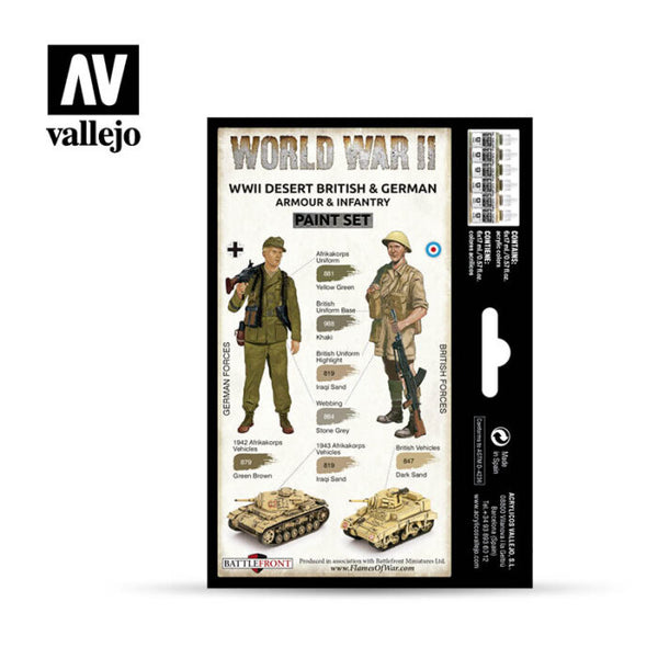 WW2 Desert British & German  Armour & Infantry Paint Set from Vallejo (6) Colors