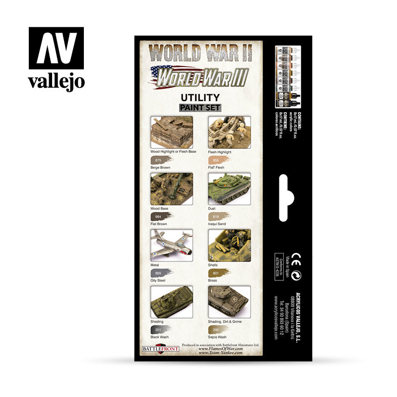 Vallejo Paint 17ml Bottle WWII British Armour & Infantry Wargames Paint Set  (6 Colors) 
