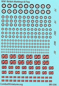 1/300-1/600 WW1 British Markings & Flag Water Slide Decals