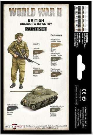 WW2 British Armour & Infantry Wargames Paint Set from Vallejo (6) Colors - Combat Miniatures