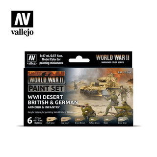 WW2 Desert British & German Armour & Infantry Paint Set from Vallejo (6) Colors - Combat Miniatures