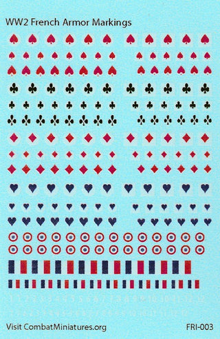 WW2 French Armor Water Slide Decals - Combat Miniatures