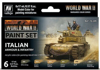 WW2 Italian Armour & Infantry Wargames Paint Set from Vallejo (6) Colors - Combat Miniatures