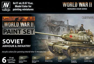 WW2 Soviet Armour & Infantry Wargames Paint Set from Vallejo (6) Colors - Combat Miniatures