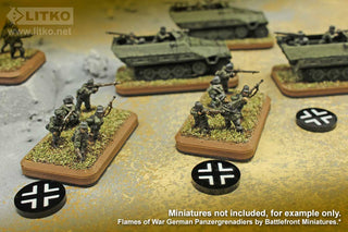 WWII Acrylic Faction Roundels, German National Cross in White on Black Acrylic (x10) - Combat Miniatures