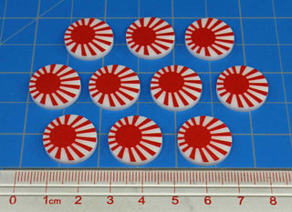 WWII Acrylic Faction Tokens, Japan Rising Sun (x10) - Combat Miniatures