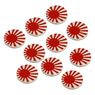 WWII Acrylic Faction Tokens, Japan Rising Sun (x10) - Combat Miniatures