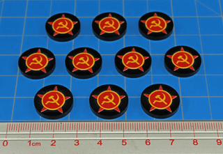 WWII Acrylic Faction Tokens, Soviet Union Communist Symbol (x10) - Combat Miniatures
