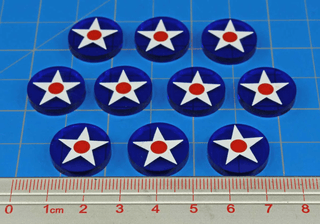 WWII Acrylic Pacific Theater Tokens, American Pre - War Roundel (x10) - Combat Miniatures