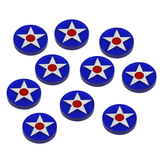 WWII Acrylic Pacific Theater Tokens, American Pre - War Roundel (x10) - Combat Miniatures