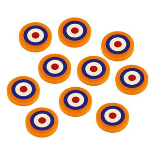 WWII Acrylic Pacific Theater Tokens, British Airforce Roundel (x10) - Combat Miniatures